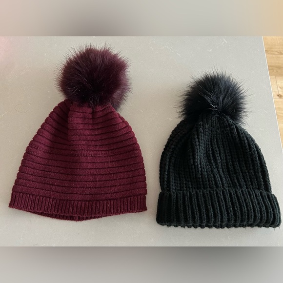 LIKE NEW - 2 Winter Beanie Bundle — Kyi Kyi Burgundy + RW&CO Black - $135 Value - Picture 3 of 5